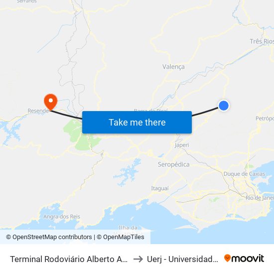 Terminal Rodoviário Alberto Antônio De Queiroz (Centro De Paty Do Alferes) to Uerj - Universidade Estadual Do Rio De Janeiro map