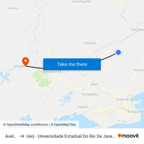 Avelar to Uerj - Universidade Estadual Do Rio De Janeiro map