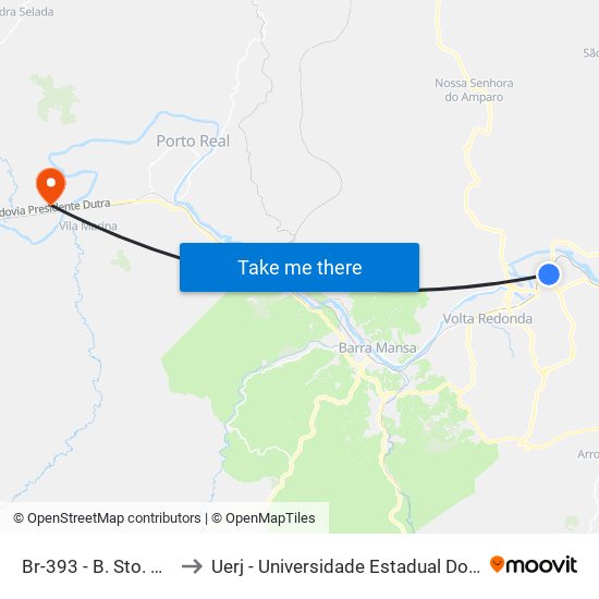 Br-393 - B. Sto. Agostinho to Uerj - Universidade Estadual Do Rio De Janeiro map