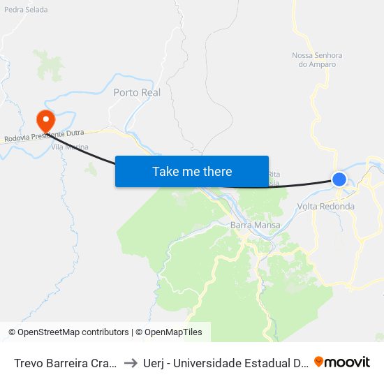 Trevo Barreira Cravo - Voldac to Uerj - Universidade Estadual Do Rio De Janeiro map