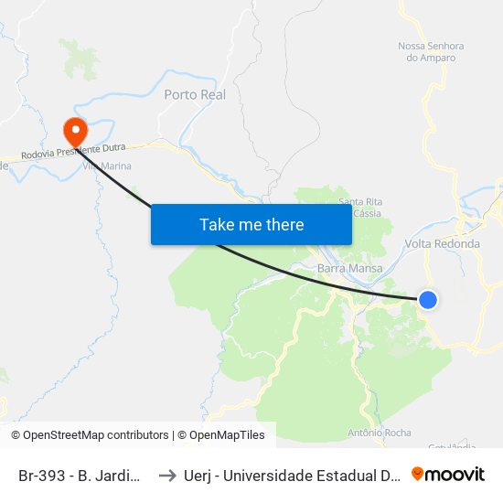 Br-393 - B. Jardim Redentor to Uerj - Universidade Estadual Do Rio De Janeiro map