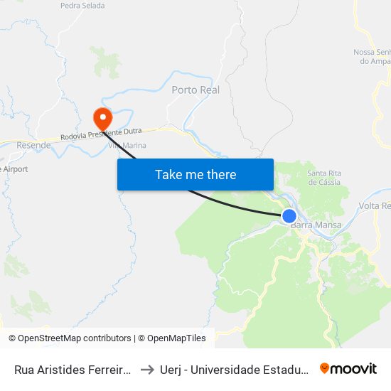 Rua Aristides Ferreira - B. Esperança to Uerj - Universidade Estadual Do Rio De Janeiro map