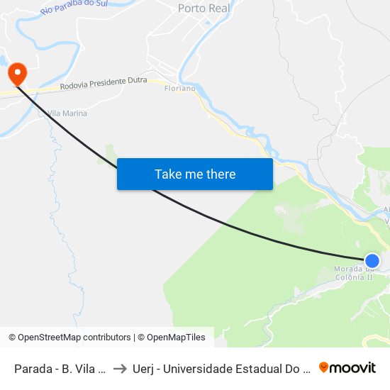 Parada - B. Vila Ursulino to Uerj - Universidade Estadual Do Rio De Janeiro map