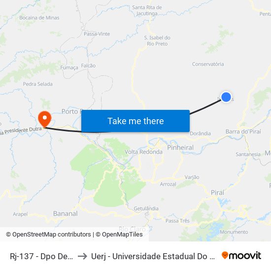 Rj-137 - Dpo De Ipiabas to Uerj - Universidade Estadual Do Rio De Janeiro map