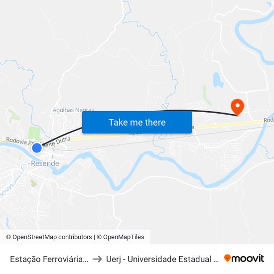 Estação Ferroviária - Coop. Agrop. Resende to Uerj - Universidade Estadual Do Rio De Janeiro map