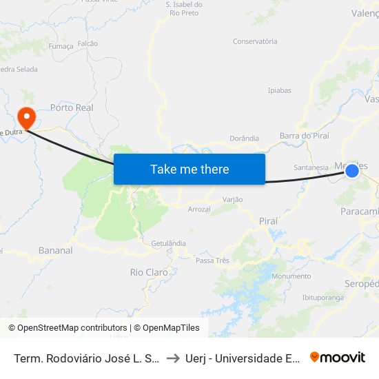 Term. Rodoviário José L. Silva (Mendes - Intermunicipais) to Uerj - Universidade Estadual Do Rio De Janeiro map