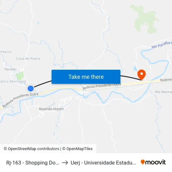 Rj-163 - Shopping Do Esquilo, Itatiaia to Uerj - Universidade Estadual Do Rio De Janeiro map