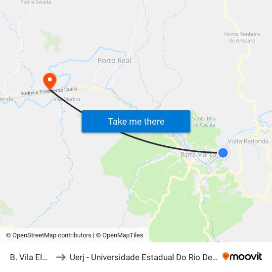 B. Vila Elmira to Uerj - Universidade Estadual Do Rio De Janeiro map
