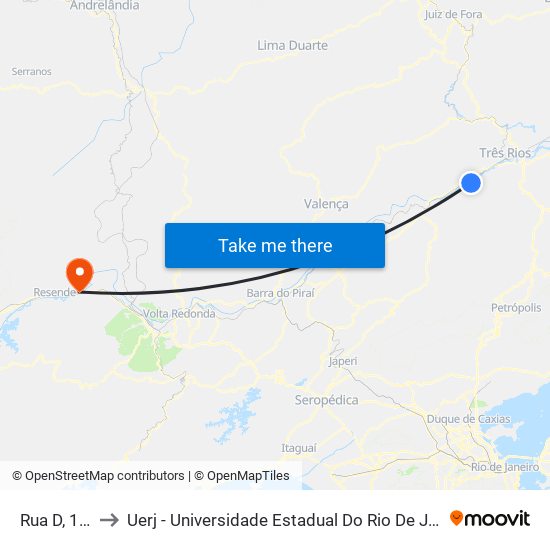 Rua D, 108 to Uerj - Universidade Estadual Do Rio De Janeiro map
