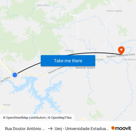 Rua Doutor Antônio Veiga Silva, 68 to Uerj - Universidade Estadual Do Rio De Janeiro map