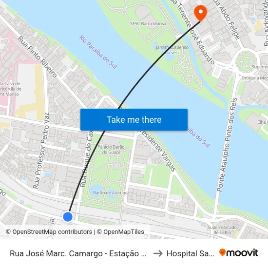 Rua José Marc. Camargo - Estação Ferroviária, Barra Mansa to Hospital Santa Maria map