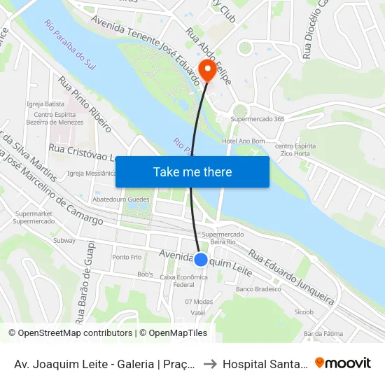 Av. Joaquim Leite - Galeria | Praça Liberdade, Barra Mansa to Hospital Santa Maria map