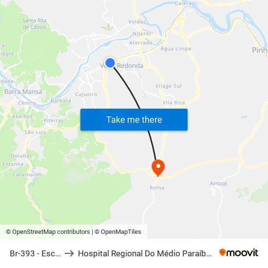 Br-393 - Escritório C.S.N to Hospital Regional Do Médio Paraíba Doutora Zilda Arns Neumann map