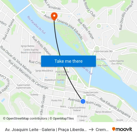 Av. Joaquim Leite - Galeria | Praça Liberdade, Barra Mansa to Cremeb map