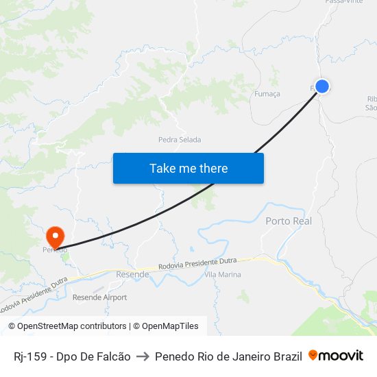 Rj-159 - Dpo De Falcão to Penedo Rio de Janeiro Brazil map