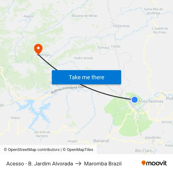 Acesso - B. Jardim Alvorada, Barra Mansa to Maromba Brazil map