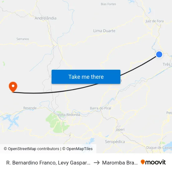 R. Bernardino Franco, Levy Gasparian to Maromba Brazil map
