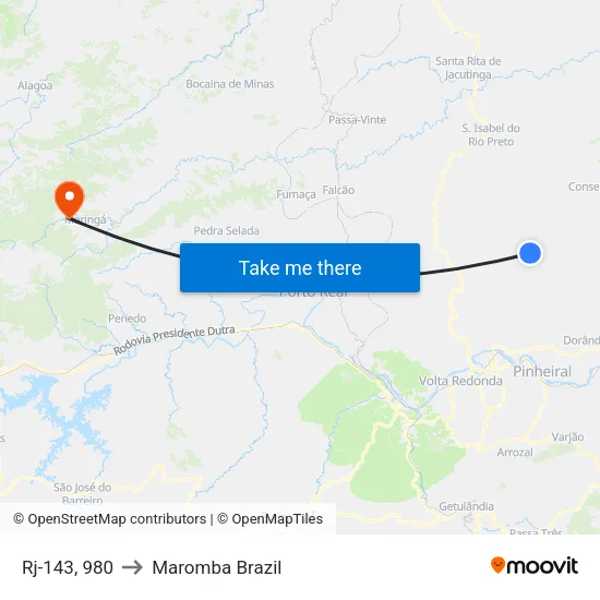 Rj-143, 980 to Maromba Brazil map