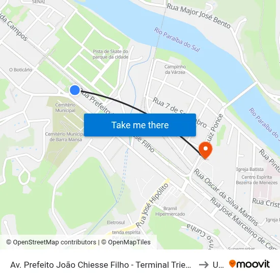 Av. Prefeito João Chiesse Filho - Terminal Triecon, Barra Mansa to UPA map