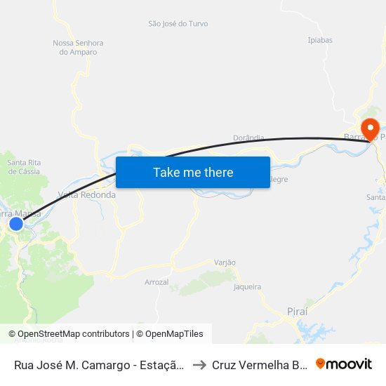 Rua José M. Camargo - Estação Ferroviária to Cruz Vermelha Brasileira map