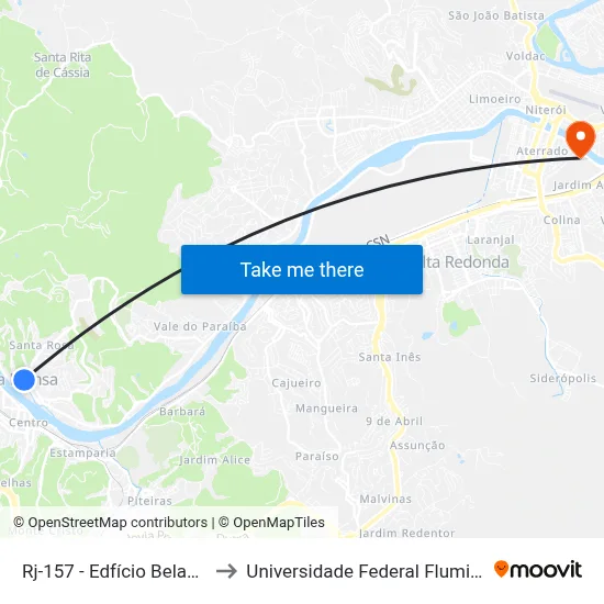Rj-157 - Edfício Belas Artes, Barra Mansa to Universidade Federal Fluminense - Campus Aterrado map