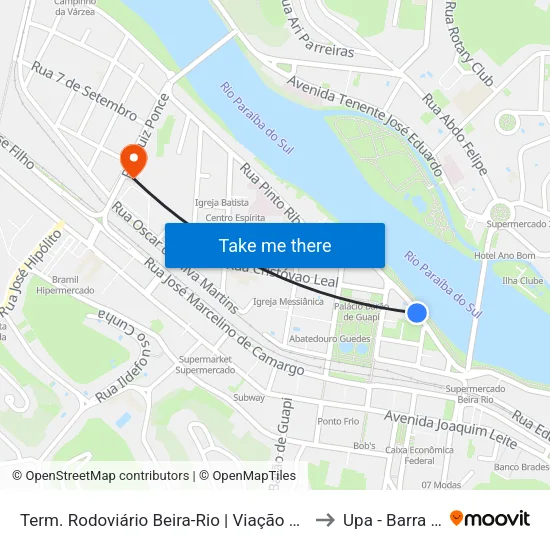 Term. Rodoviário Beira-Rio | Viação Elite, Barra Mansa to Upa - Barra Mansa map