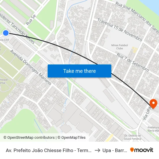 Av. Prefeito João Chiesse Filho - Terminal Triecon, Barra Mansa to Upa - Barra Mansa map