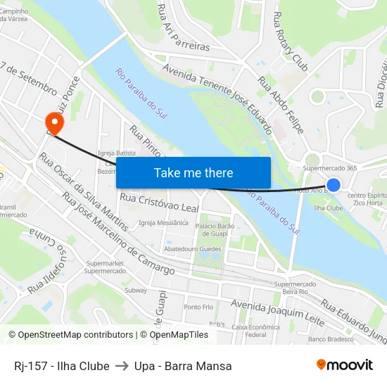Rj-157 - Ilha Clube, Barra Mansa to Upa - Barra Mansa map