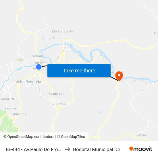 Br-494 - Av.Paulo De Frontin, 947 to Hospital Municipal De Pinheiral map