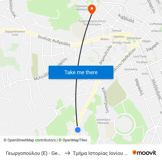 Georgopoulos (R) to Ionian University History Department map