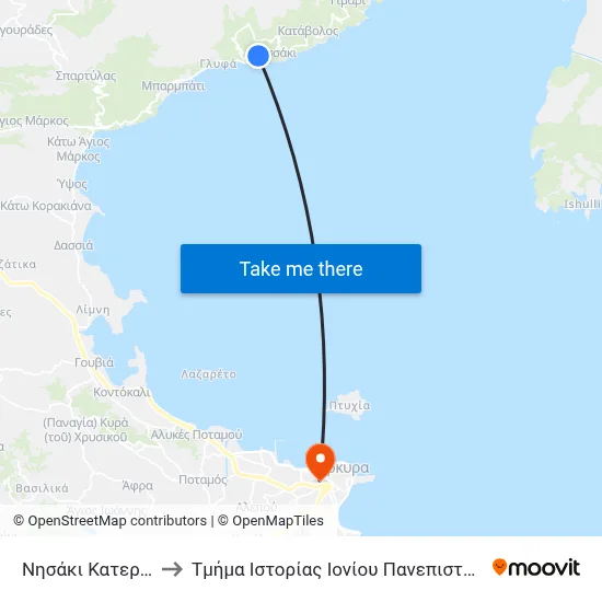 Nisaki Katerina to Ionian University History Department map