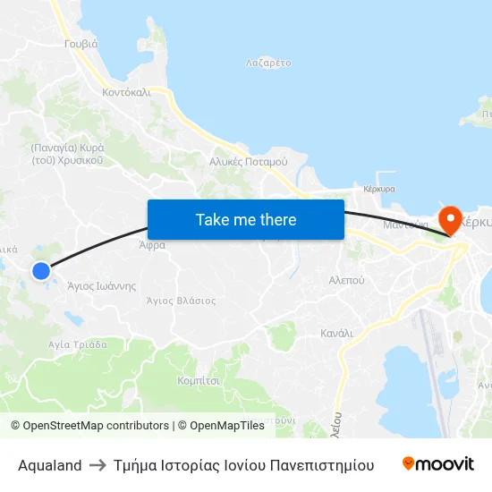 Aqualand to Ionian University History Department map