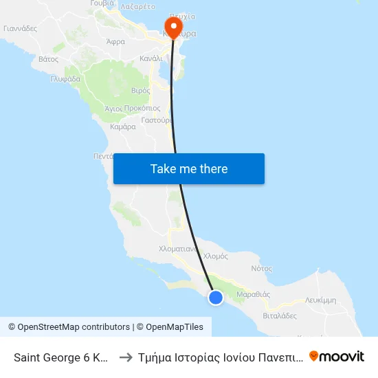 Saint George 6 Kafesas to Ionian University History Department map