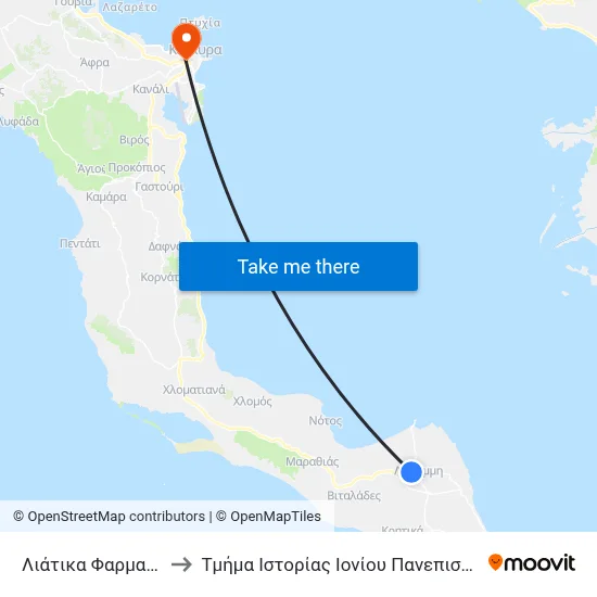 Liatika Pharmacy to Ionian University History Department map