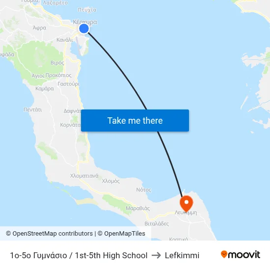 1st-5th High School to Lefkimmi map