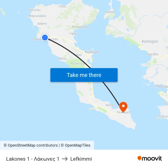 Lakones 1 to Lefkimmi map