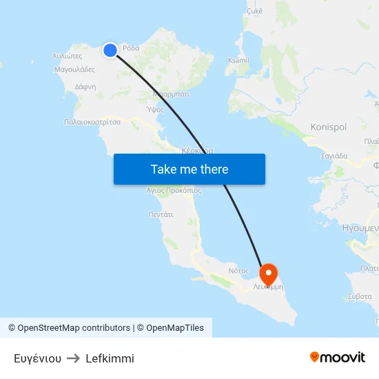 Evgeniou to Lefkimmi map