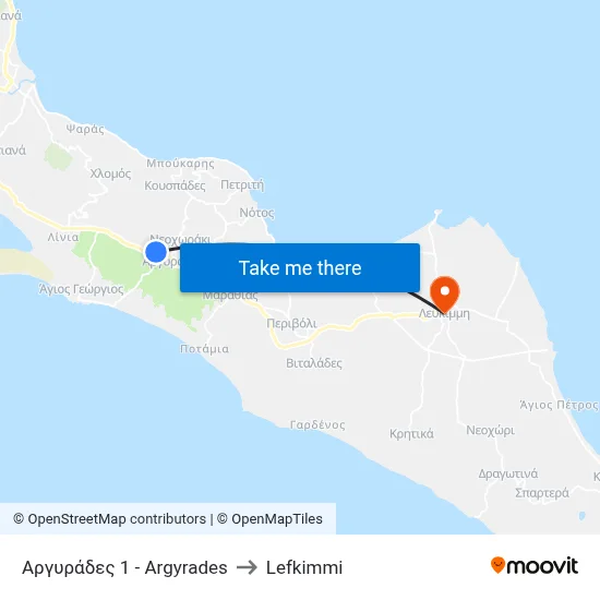 Argyrades 1 to Lefkimmi map