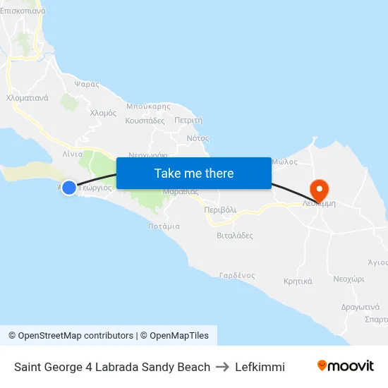 Saint George 4 Labrada Sandy Beach to Lefkimmi map