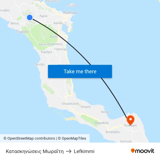 Κατασκηνώσεις Μωραΐτη to Lefkimmi map