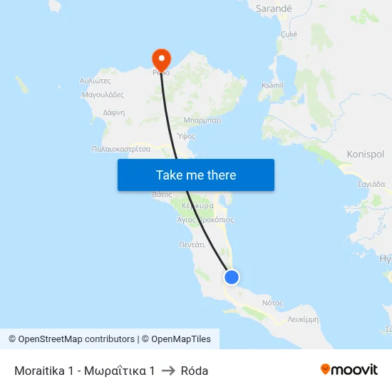 Moraitika 1 - Μωραΐτικα 1 to Róda map