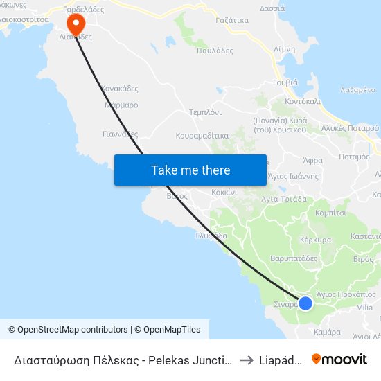 Διασταύρωση Πέλεκας - Pelekas Junction to Liapádes map