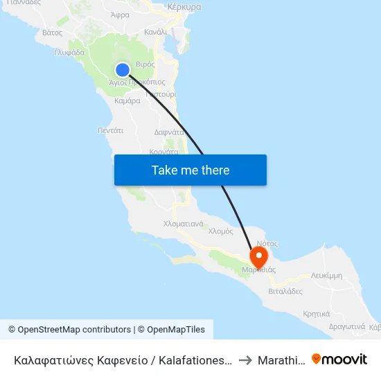 Kalafationes Cafe to Marathias map
