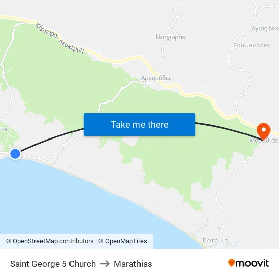Saint George 5 Church to Marathias map