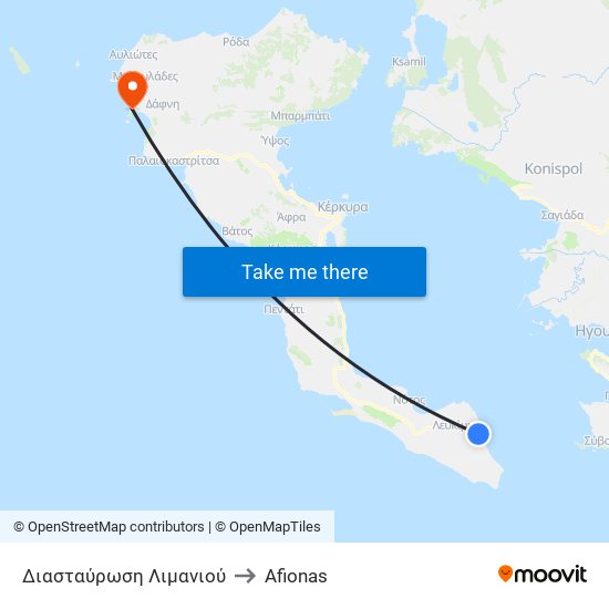 Διασταύρωση Λιμανιού to Afionas map