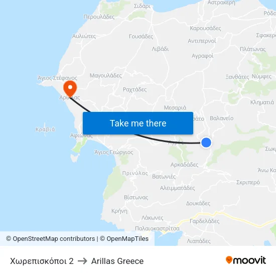 Chorepiskopoi 2 to Arillas Greece map