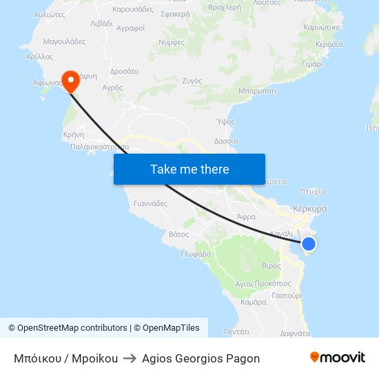 Μπόικου / Mpoikou to Agios Georgios Pagon map