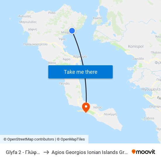 Glyfa 2 - Γλύφα 2 to Agios Georgios Ionian Islands Greece map