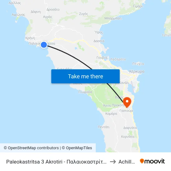 Paleokastritsa 3 Akrotiri - Παλαιοκαστρίτσα 3 to Achilleio map