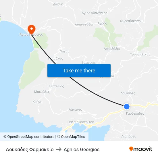 Δουκάδες Φαρμακείο to Aghios Georgios map